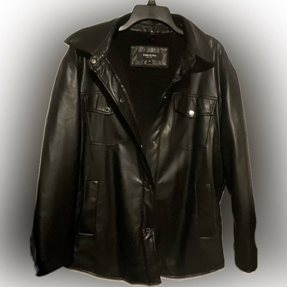 Keneth Cole Faux Leather Black Jacket